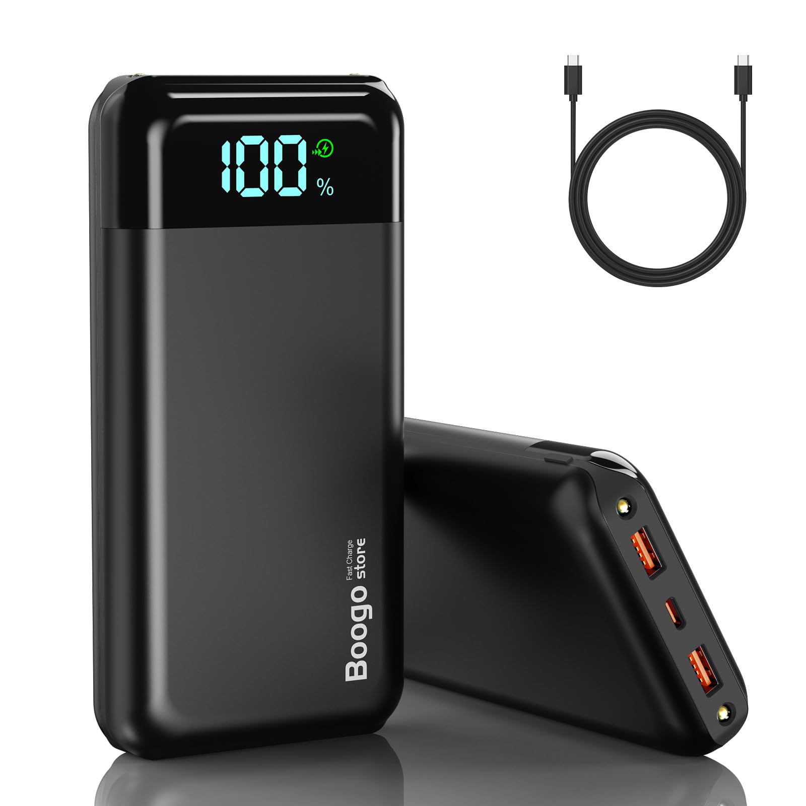 Portable Charger Power Bank 52800mAh Powerbank PD 30W and QC 4.0 Fast Charging Built-in Bright flashlight LED Display 2 USB 1Type-C Output External Battery Pack for iPhone, Samsung, iPad etc (black)