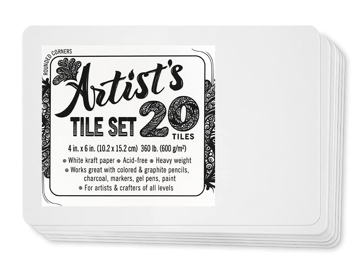 Artist's Tile Set - White Thick Blank 4x6 Inch Heavyweight Cards 30pt 360 Lb, Pack Of 20 - Perfect For Postcards, Trading Cards & Note Cards