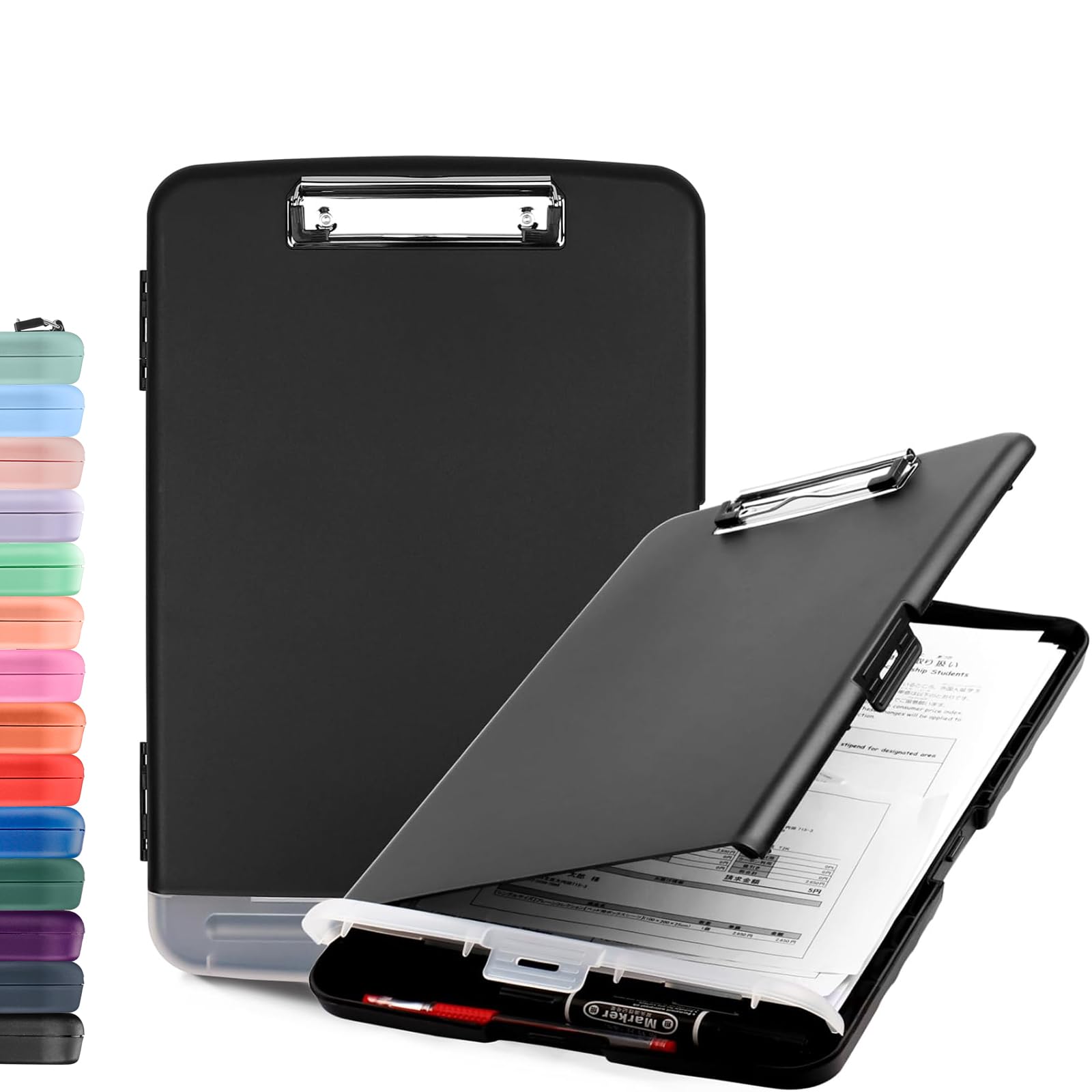 SFLHHDM Clipboard with Storage for Office Supplies Clip Boards 8.5x11 with Storage for Nurse, Side Open Nurse Clipboards Foldable Storage Clipboard, Plastic Clipboards with Low Pro image 3