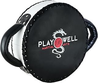 Elite Pro - Escudo redondo para boxeo, color negro y blanco