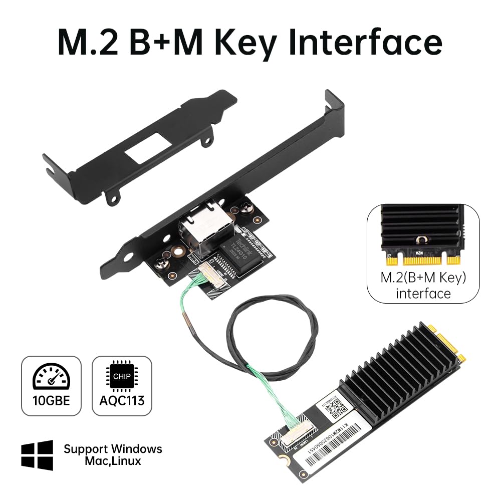 Amazon.com: 10 Gigabit Ethernet Card, M.2 B+M Key to RJ45 Network