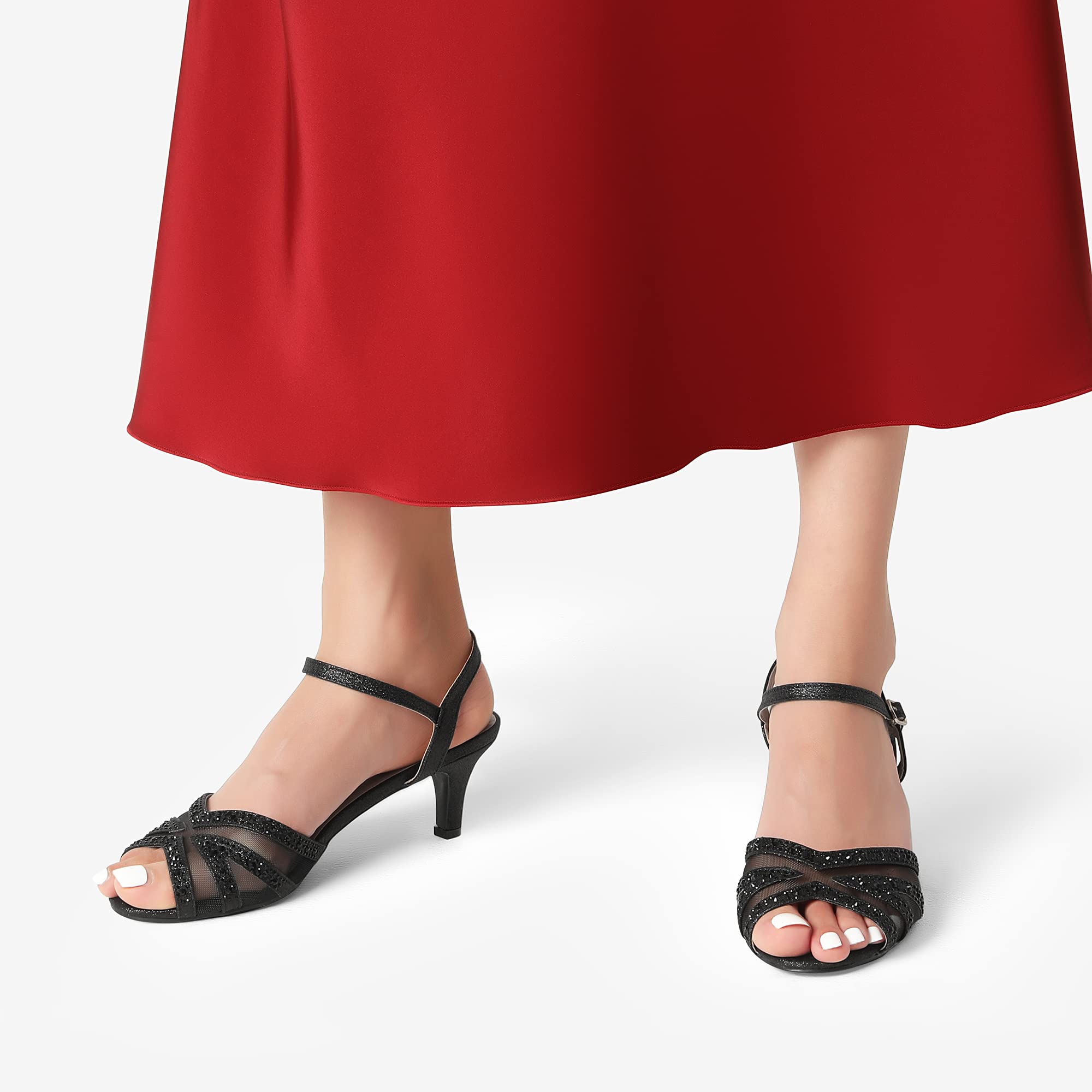 DREAM PAIRS Donna Sandalo Tacco Basso Scarpe Classiche con Tacco a Tonda per Balli Nuziali Festa