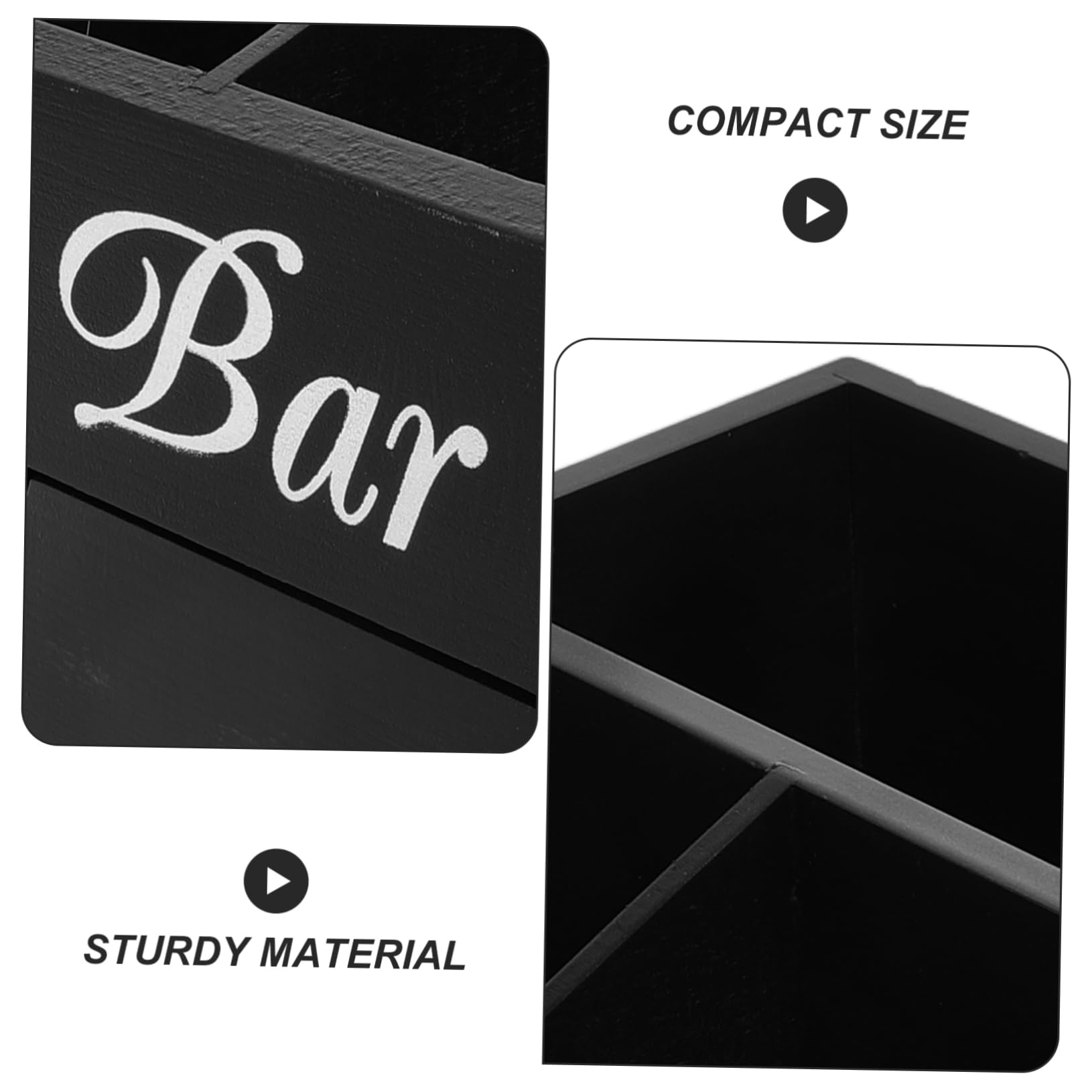 Caja Organizadora de Barra de Café de Madera Negra | Diseño de Compartimentos, para Sobres de Azúcar, Pajitas y Servilletas, Uso en Encimera