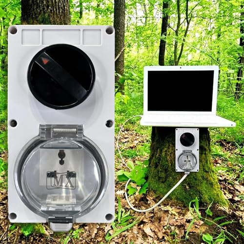 Image of MX IP66 Waterproof Outdoor Universal Socket Box 13A 250V with Spring Lid Cover, Weatherproof Dustproof ABS Electrical Wall Outlet for Garden, Balcony, Terrace & Outdoor Use