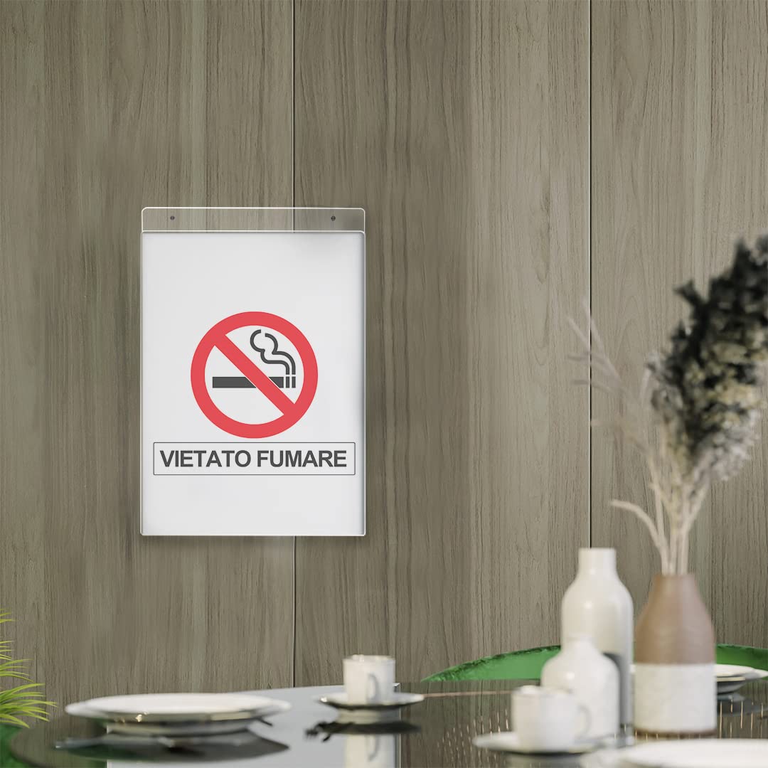 Danieli | Espositori Da Parete in Acrilico con Fori per Fissaggio a muro| Tasca porta avvisi da muro, fuori porta, portastampati da parete. (5pz A4 verticale)