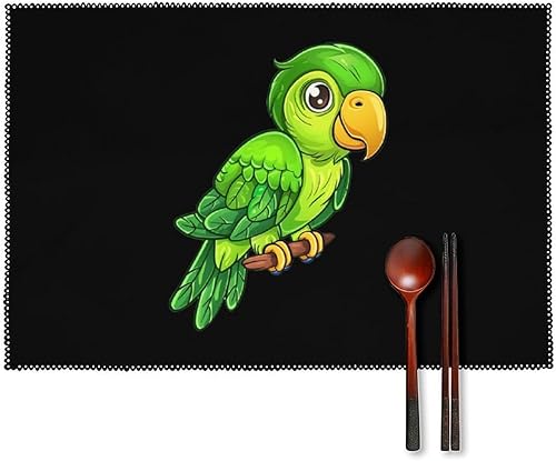 Miniatura 1 de Green Parrot Placemats Set of 6 Resistant Table Mats Washable Place Mats for Dinner Party Table Decoration