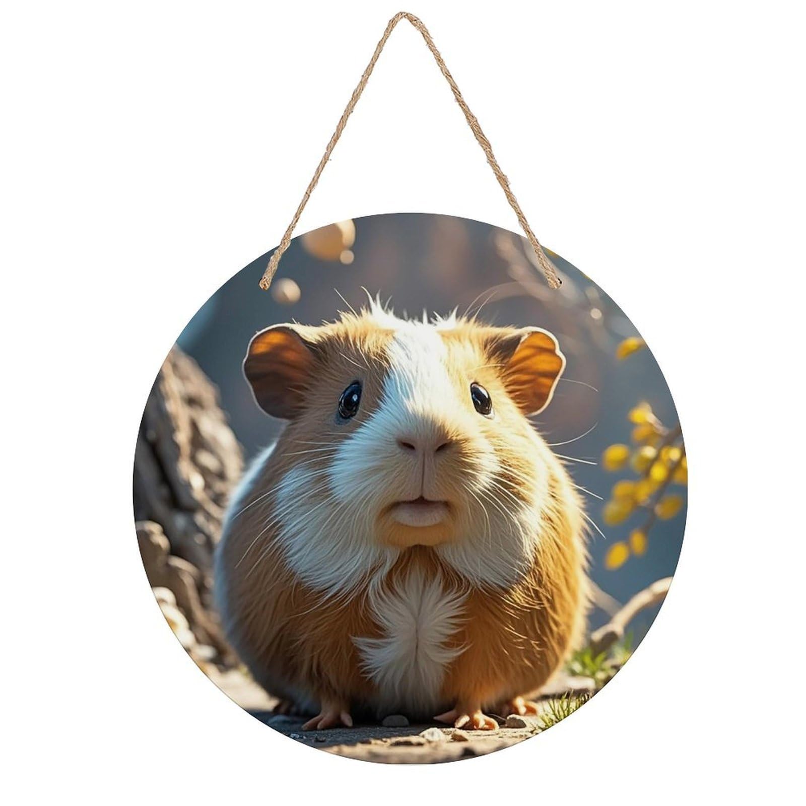 FekiLoot Guinea Pig Welcome Sign Wall Decor Welcome Round Wood Hanging Signs Decoration Farmhouse Wall Sign Wall Plaque Funny Decor Door Hanger for Front Door Porch Office