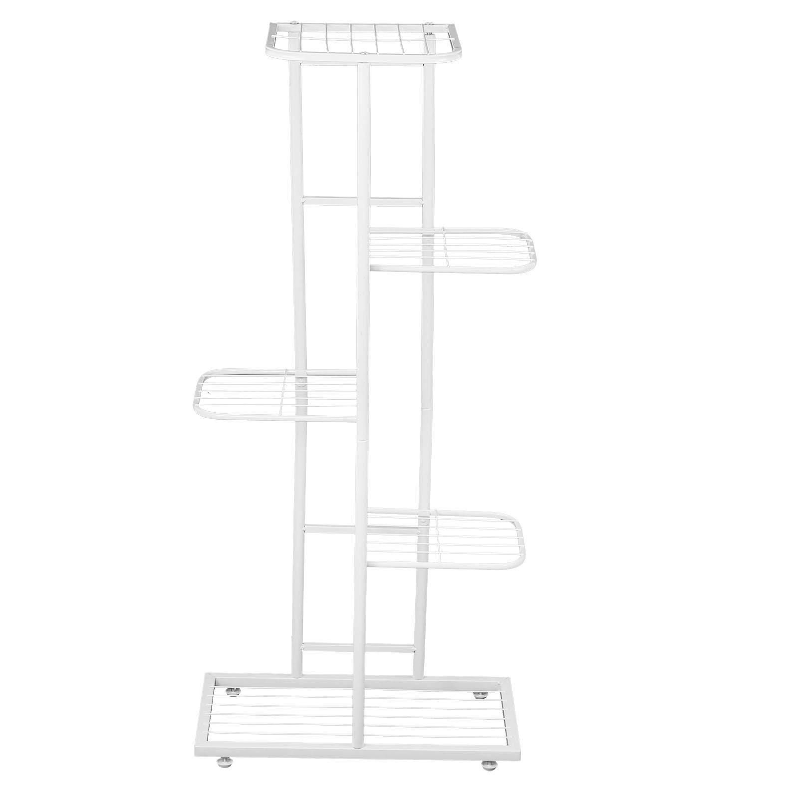 Wakects Scaffali Porta Piante Ripiano per Fiori, Scaffale Espositore per Fioriera Alto e Basso per Giardino Patio, Balcone, Soggiorno, Interno ed Esterno (5 Livelli 6 vasi)(Bianco)