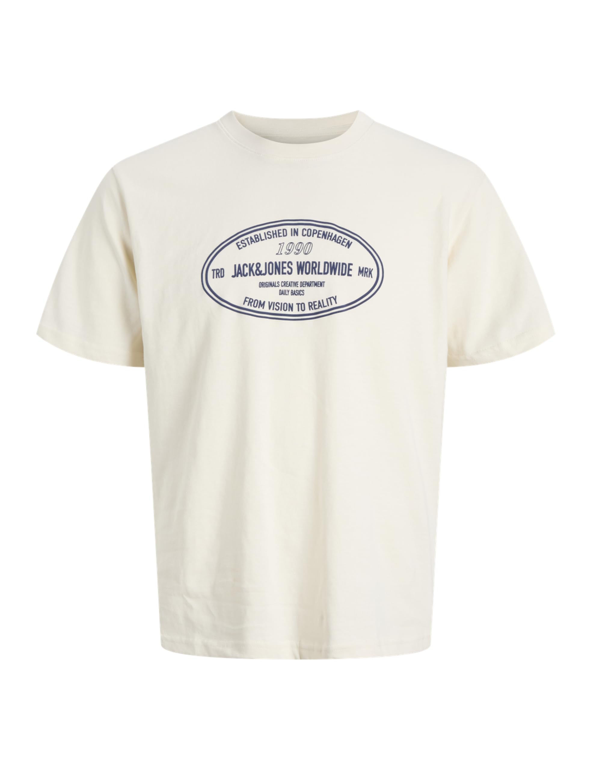 JACK & JONES Joryork Front Tee SS Crew Neck, Antique White, L