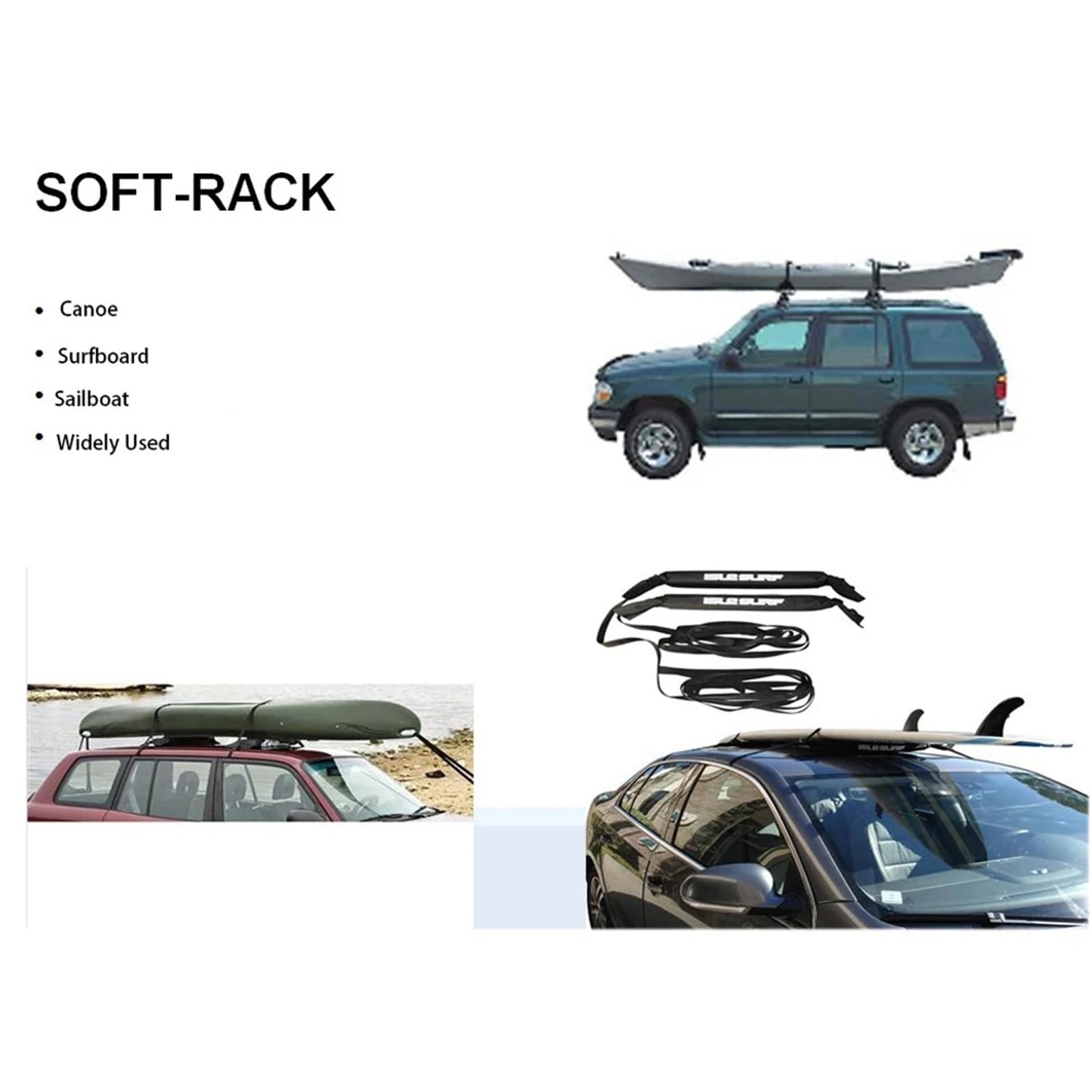 Barres Toit Portaequipajes En El Techo del Coche Universal Suave Plegable para Adecuado para Kayak/canoas/Tablas De Snowboard/Soportes Windsurf Portaequipajes Coche
