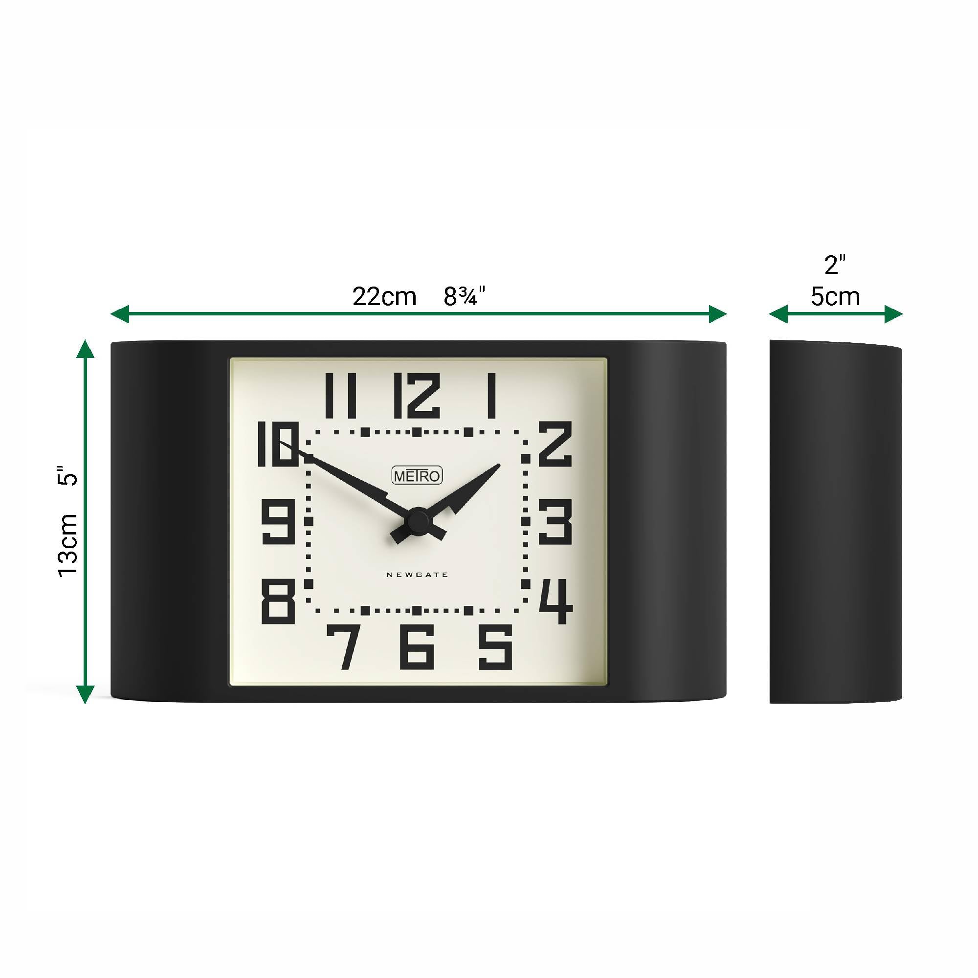 NEWGATE® Mini Metro Schreibtischuhr | Retro-kaminsimsuhr | Schwarz | Mid-Century-Stil für Schreibtisch, tischplatte, Regal oder nachttisch