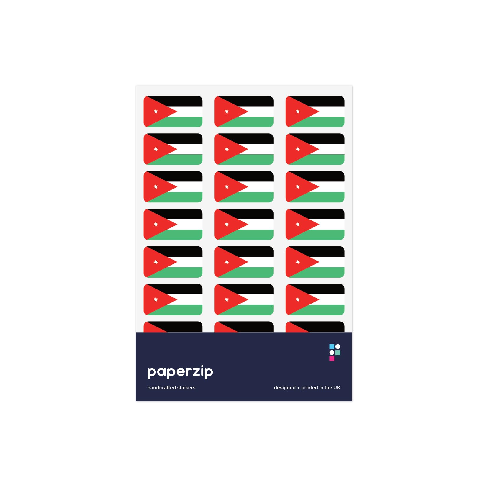 PAPERZIP – Jordan Flags – 48 Stickers, 30x16mm, for Business, Schools, Celebrations