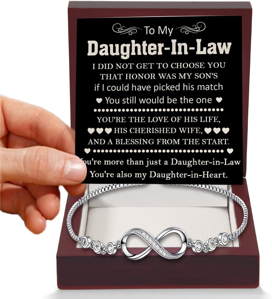 To My Beautiful Daughter In Law Bracelet From Mother-In-Law, Daughter In Law Birthday Gifts, Infinity Star Heart Bracelet For Her With Heartfelt Message Card & Elegant Box, Bonus Daughters Bracelets - Image 4