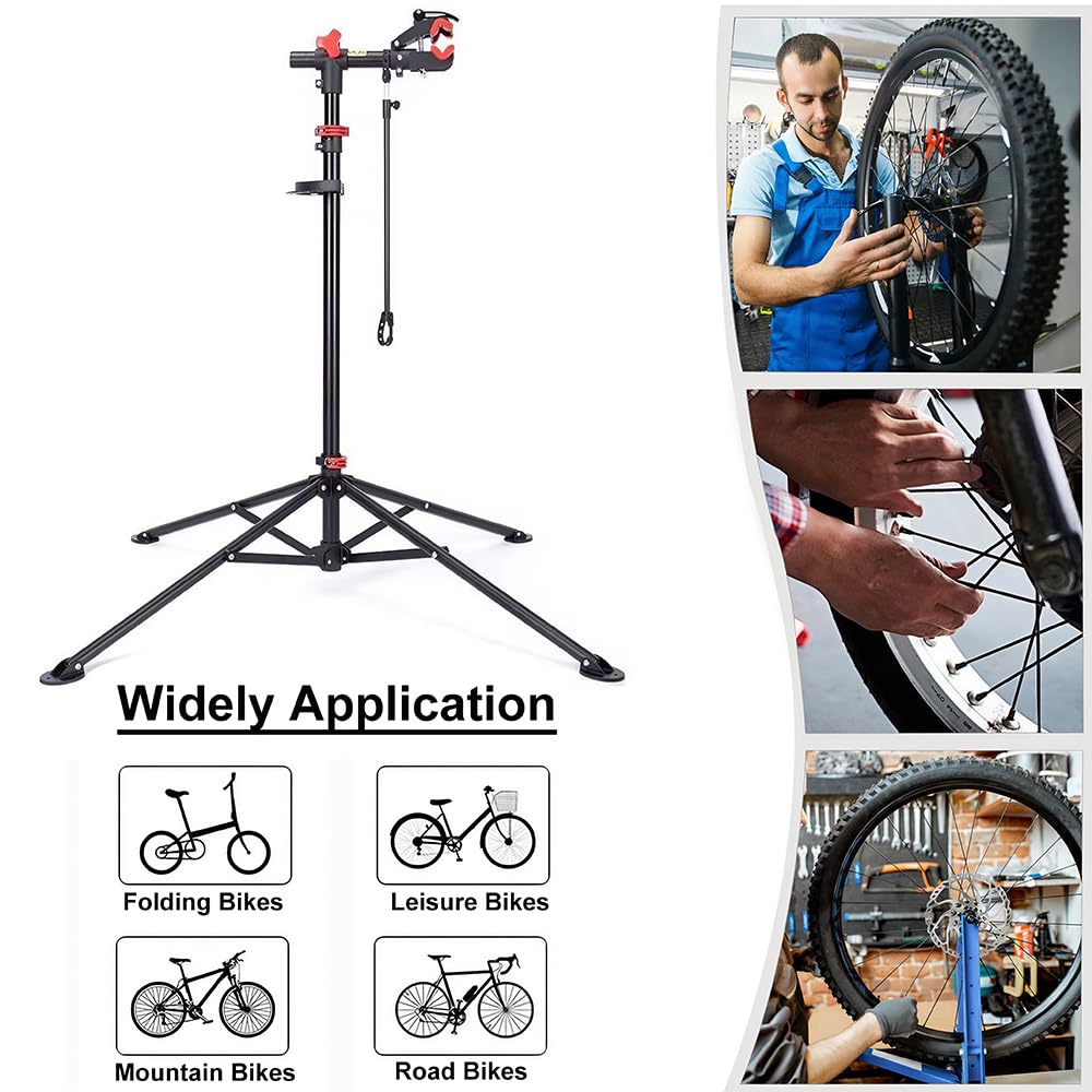 Support de réparation de vélo avec plateau à outils, hauteur réglable