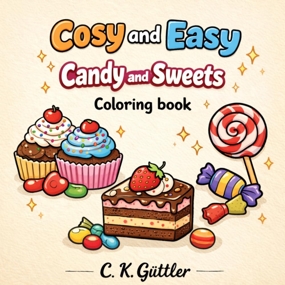 Cozy and Easy: Candy and Sweets I Bold and Easy Coloring Book for Adults & Teens | Simple Illustrations Featuring Candy and Sweets (Bold, simple, and cute coloring books for adults, teens and kids!)