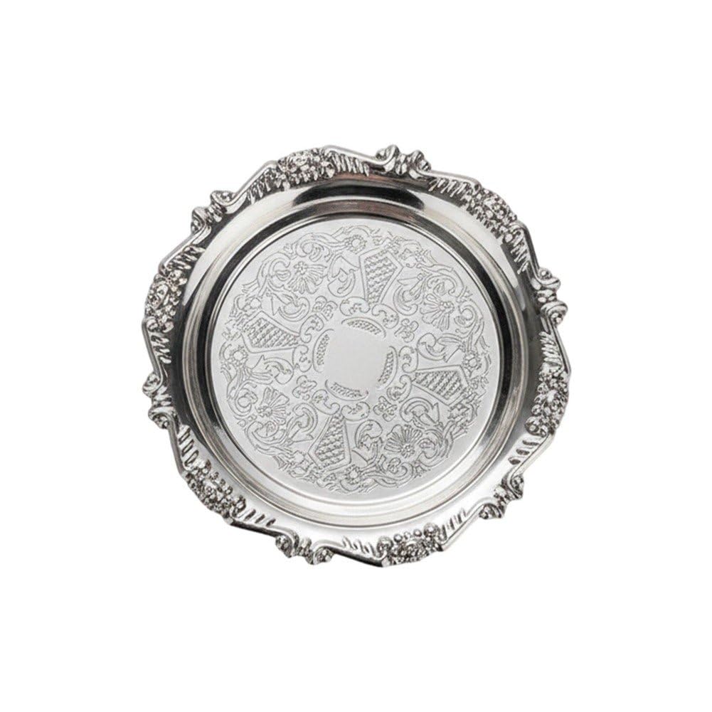 Sslvya Round Serving Tray, Metal Serving Platters, Vintage Dessert Snack Platter, Decorative Trays for Coffee Table, Fruits Party Displays