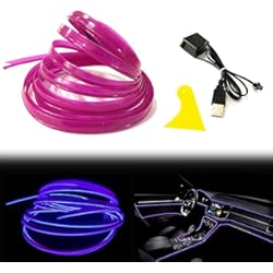 Luces Led Interior Auto Balabaxer El Wire - Tira de luces LED para interiores de coche, 10 m, cable de neón USB 5 V, con protección de fusibles para decoración interior de automóvil con borde de costura de 6 mm
