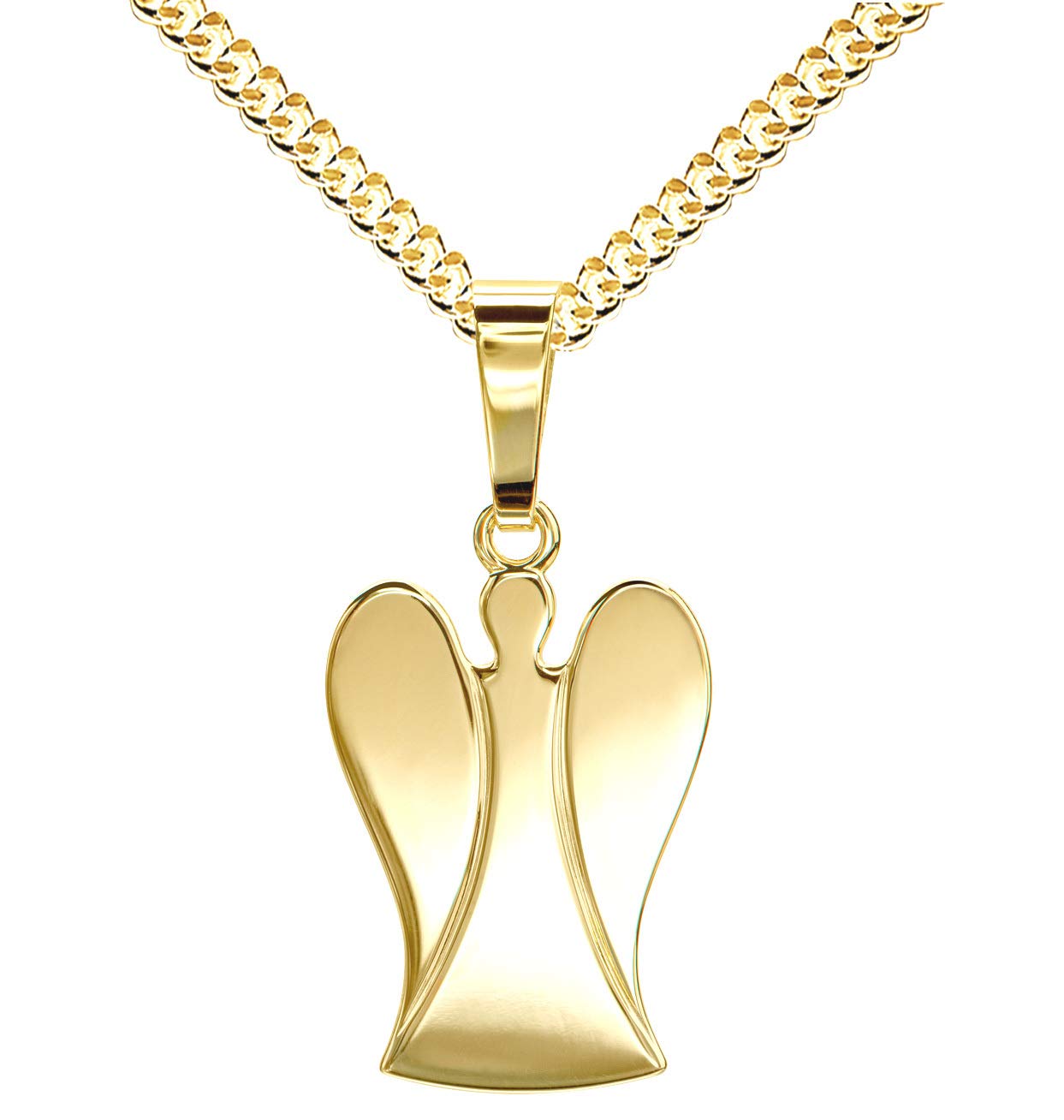 Schutz-Engel-Anhänger 585 Gold 14 Karat / 14K-Anhänger für Damen Kettenanhänger und Zertifikat mit Halskette Länge wählbar.