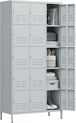 Miniatura 68 de Letaya Taquillas de metal para empleados: armario de almacenamiento de 9 puertas con estantes y gabinete de acero con cerradura para la escuela