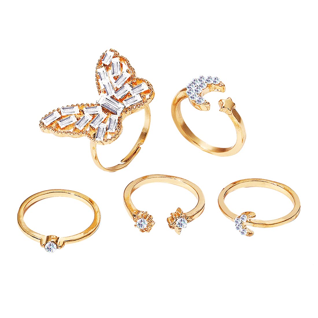 Yellow Chimes Ring For Women Gold Plated Combo Of Adjustable Finger Rings Studded Crystal For Women and Girls (B0B8HMCLGV) Amazon Price History, Amazon Price Tracker