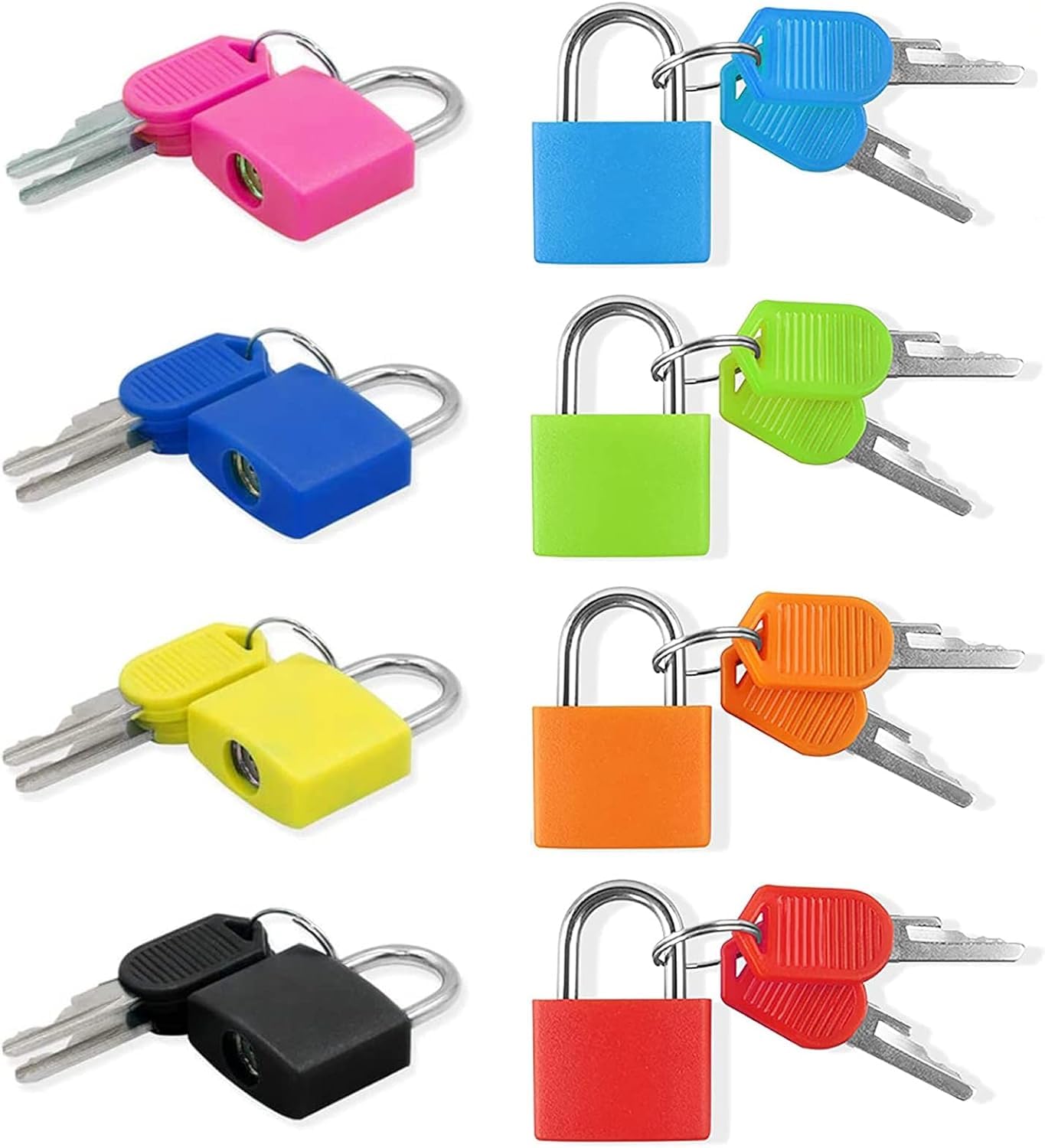 PUTHAK 8 Pieces Suitcase Lock With Key - Mini Padlock Set for