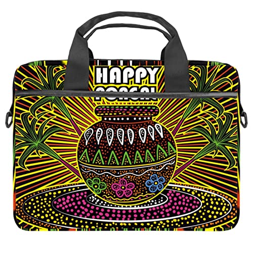 Sacoche ordinateur 13.3 pouces housse PC portable 14.5 Happy Pongal à bandoulière