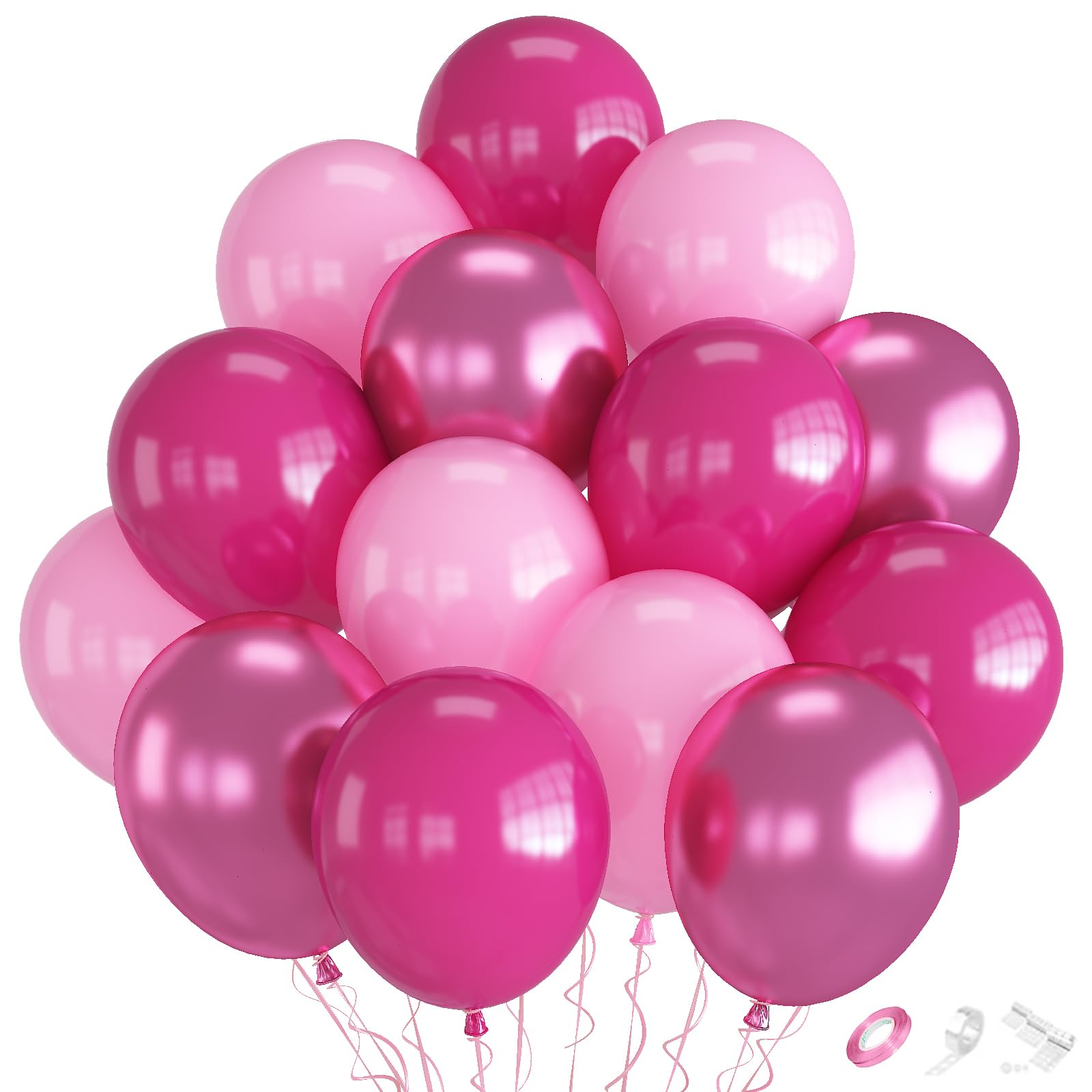Metallic Pink Balloons, 70-Pack Pink Balloons for Birthday Princess Wedding