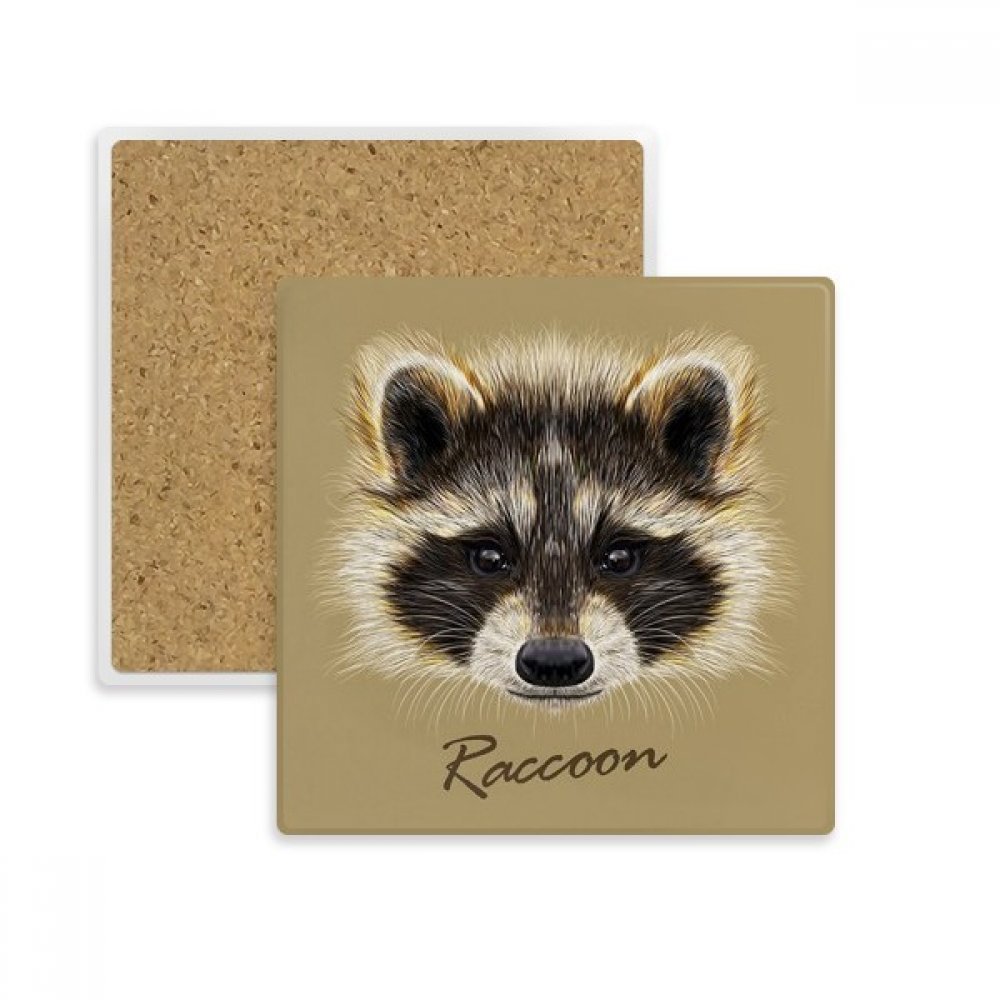 Dessous de verre en pierre absorbante avec motif de petit raton laveur
