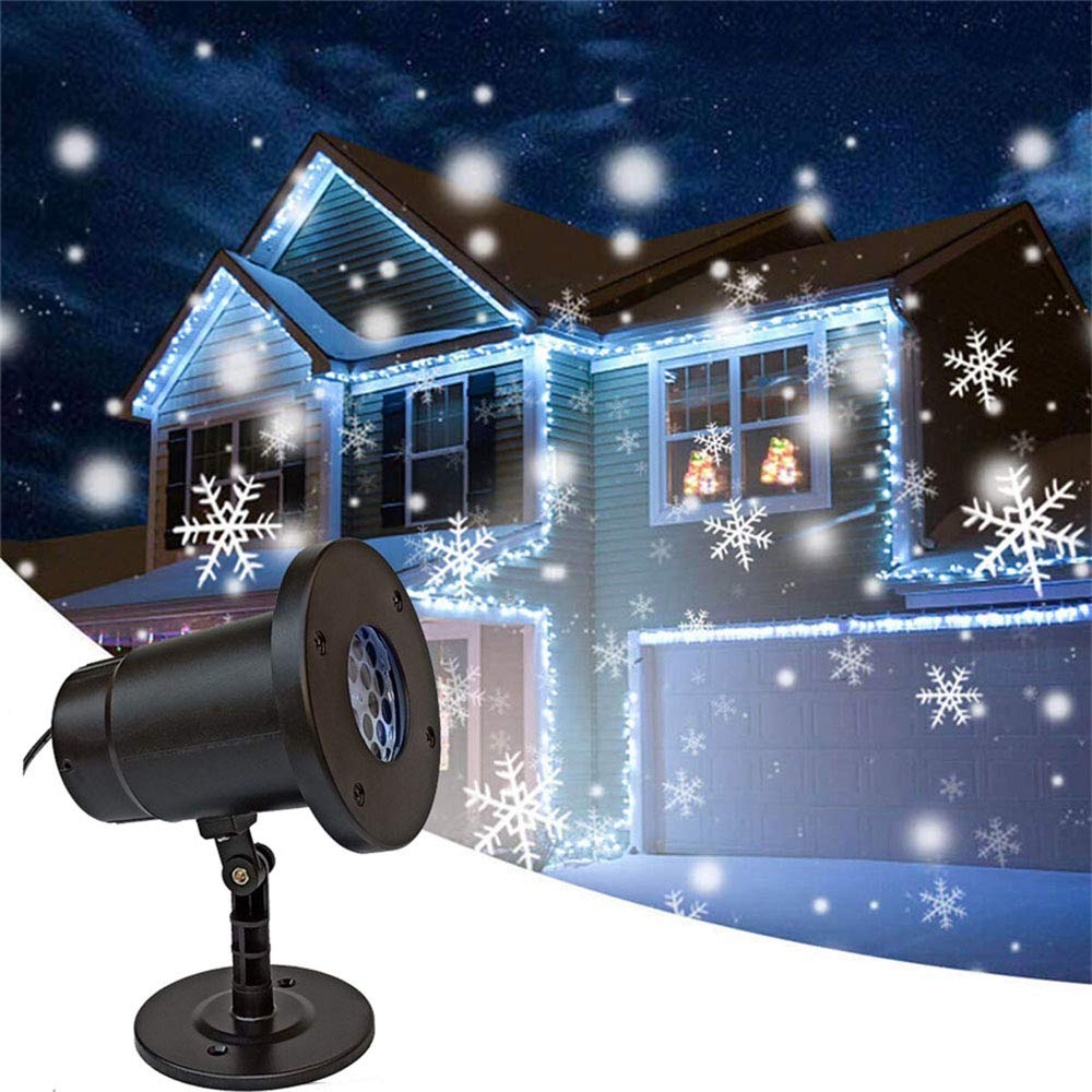 Christmas Projector Light 4W Snowflake Projector Light Remote Control Waterproof Rotating LED Snowfall Lamps Decoration Spotlights for Indoor Outdoor Garden Wedding Party Decor Festival
