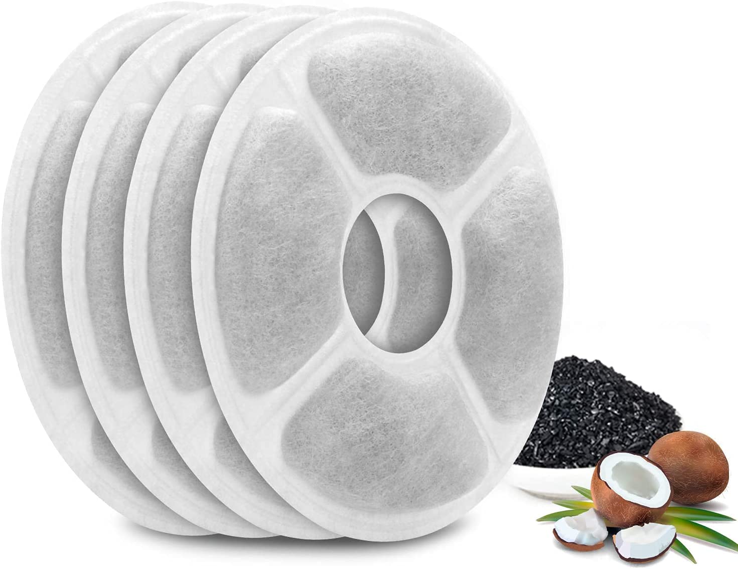 24x7 eMall4 Pc Carbon Filters for Pet Fountain - Filters for Water Fountain Compatible for Cats and Dogs.