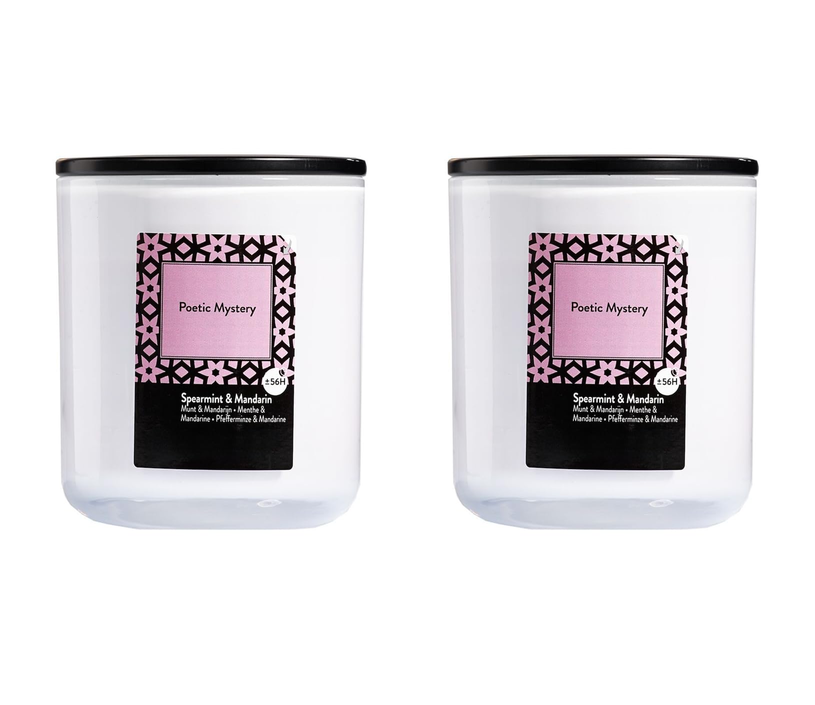 Duftkerze im Glas im 2er-Set - Kerze, Advent, Raumduft - Kein Ruß - Brenndauer: 56 Std. - viele Duftaromen – 9,5 x 10,5 cm (Rose Blush - Duft: Pfefferminze & Mandarine)