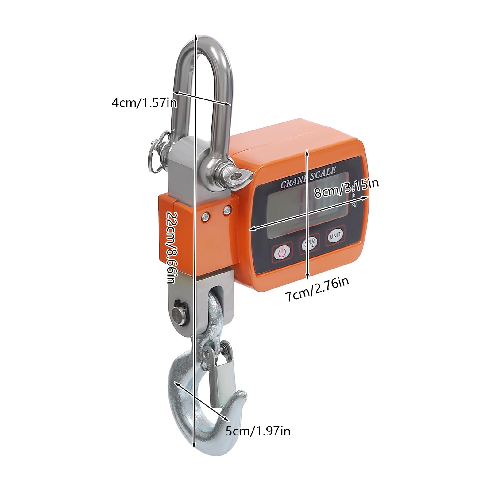VEVOR Digitale hangweegschaal, 18,1 tot 3000 kg, kraanweegschaal, lbs/kg, trekweegschaal, 0,5 kg, nauwkeurigheid, wildweegschaal, industriële weegschaal, led-display, hangende weegschaal, mini
