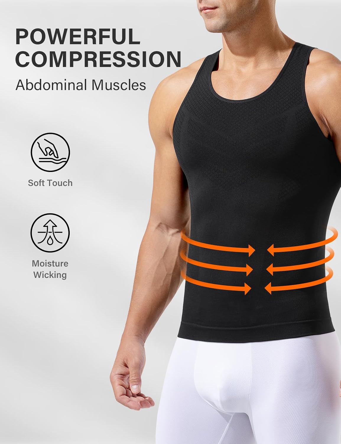 Arjen Kroos Men's Compression Tank Top Shirts 4 Pack-Slimming Workout Muscle Undershirt Body Shaper Breathable Shapewear