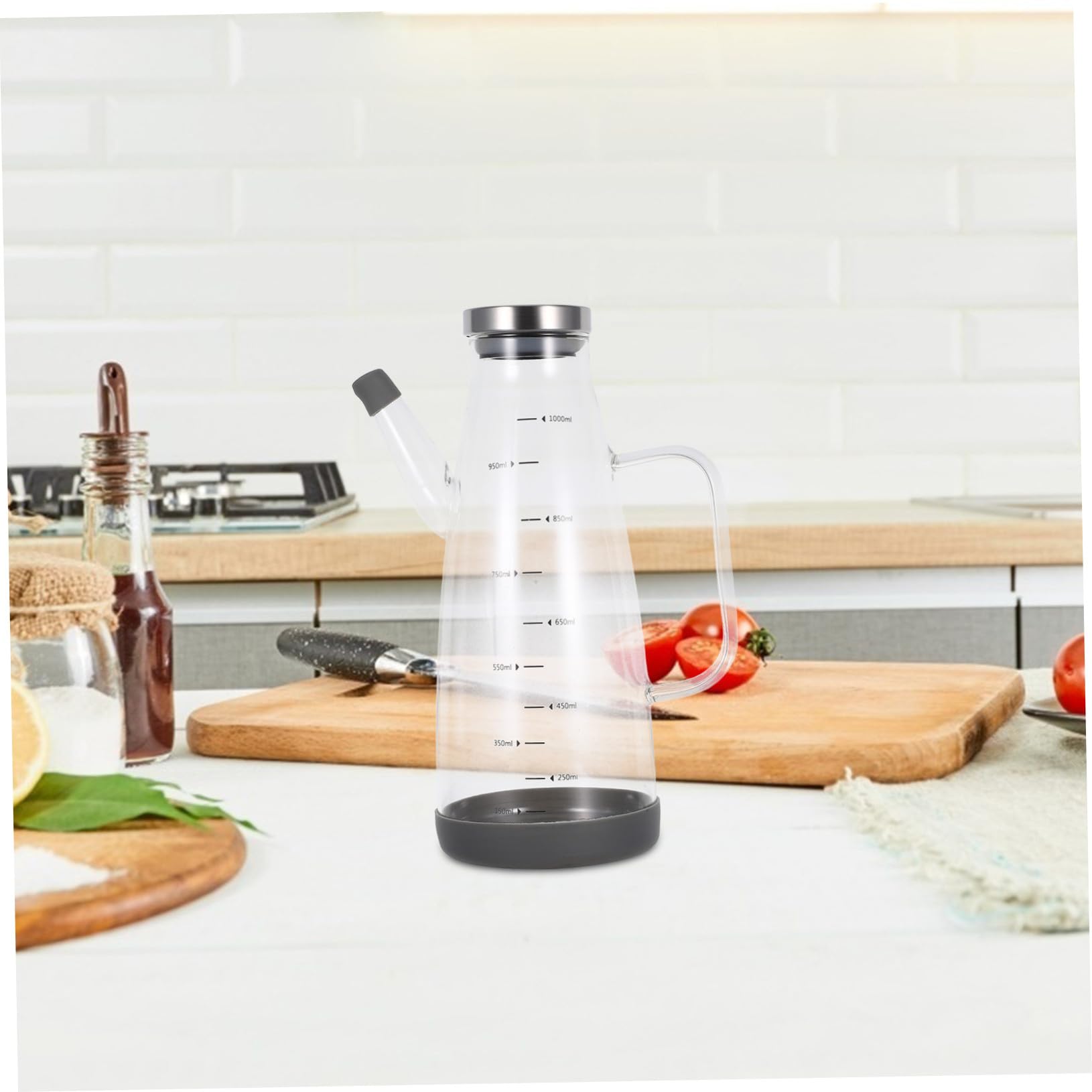 ABOOFAN 2 Piezas Dispensador de vinagre de cocina botella para vinagre y aceite recipiente de aceite de oliva dispensador de vaso Alto borosilicato Transparente