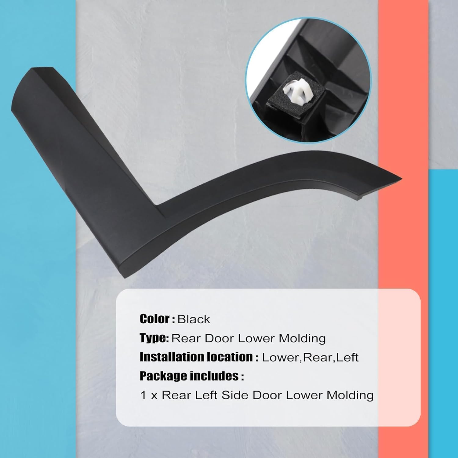XQSMWF 87731-N9000CA Door Rear Lower Left Side Molding Black Fit for Hyundai Tucson 2022 2023 2024