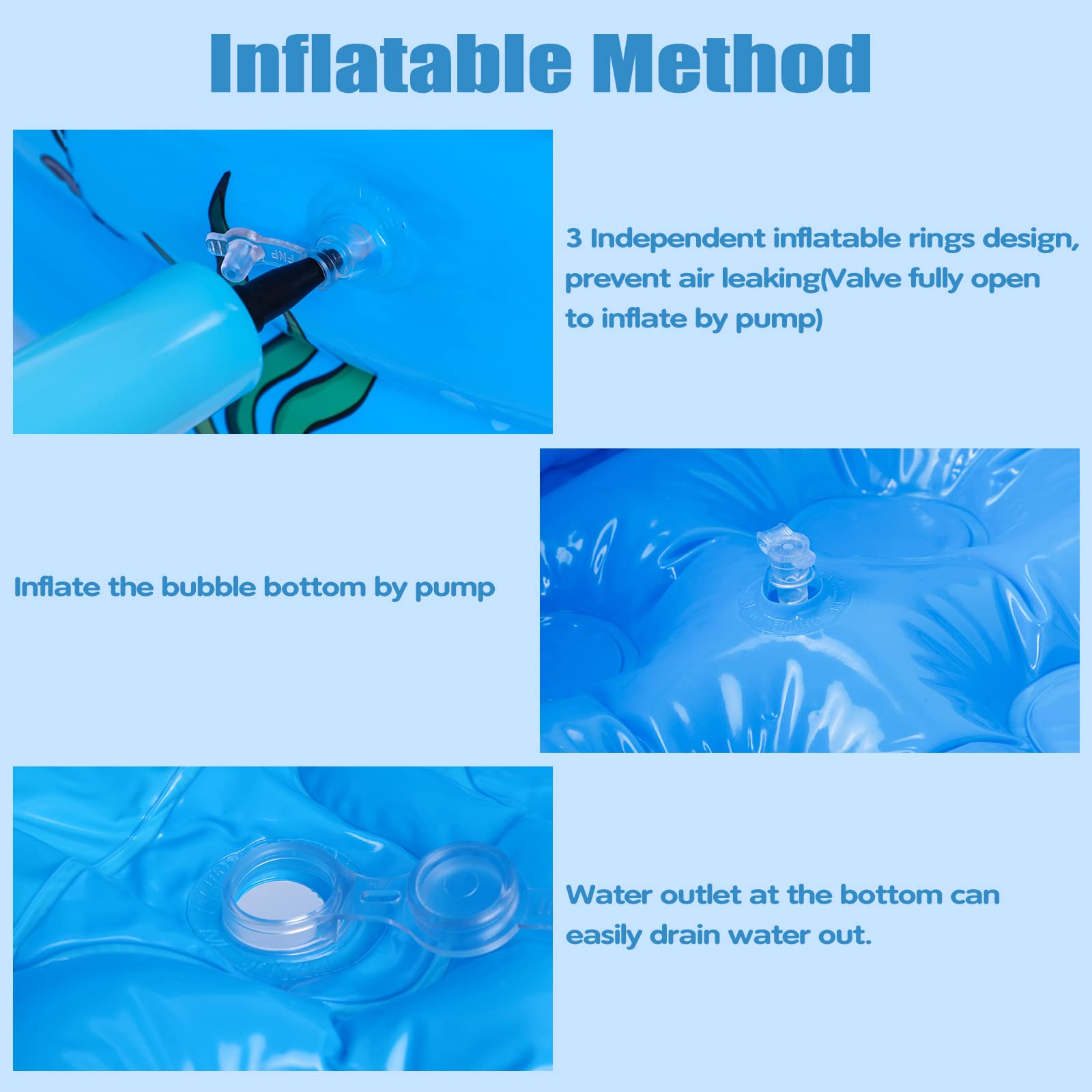 Highttoy Planschbecken für Kinder, 51 Zoll Runder Aufblasbarer Kinderpool, Planschbecken Baby Schwimmbecken Kinder Außen Garten Wasser Spielen Pool, Blau(130 x 40cm)