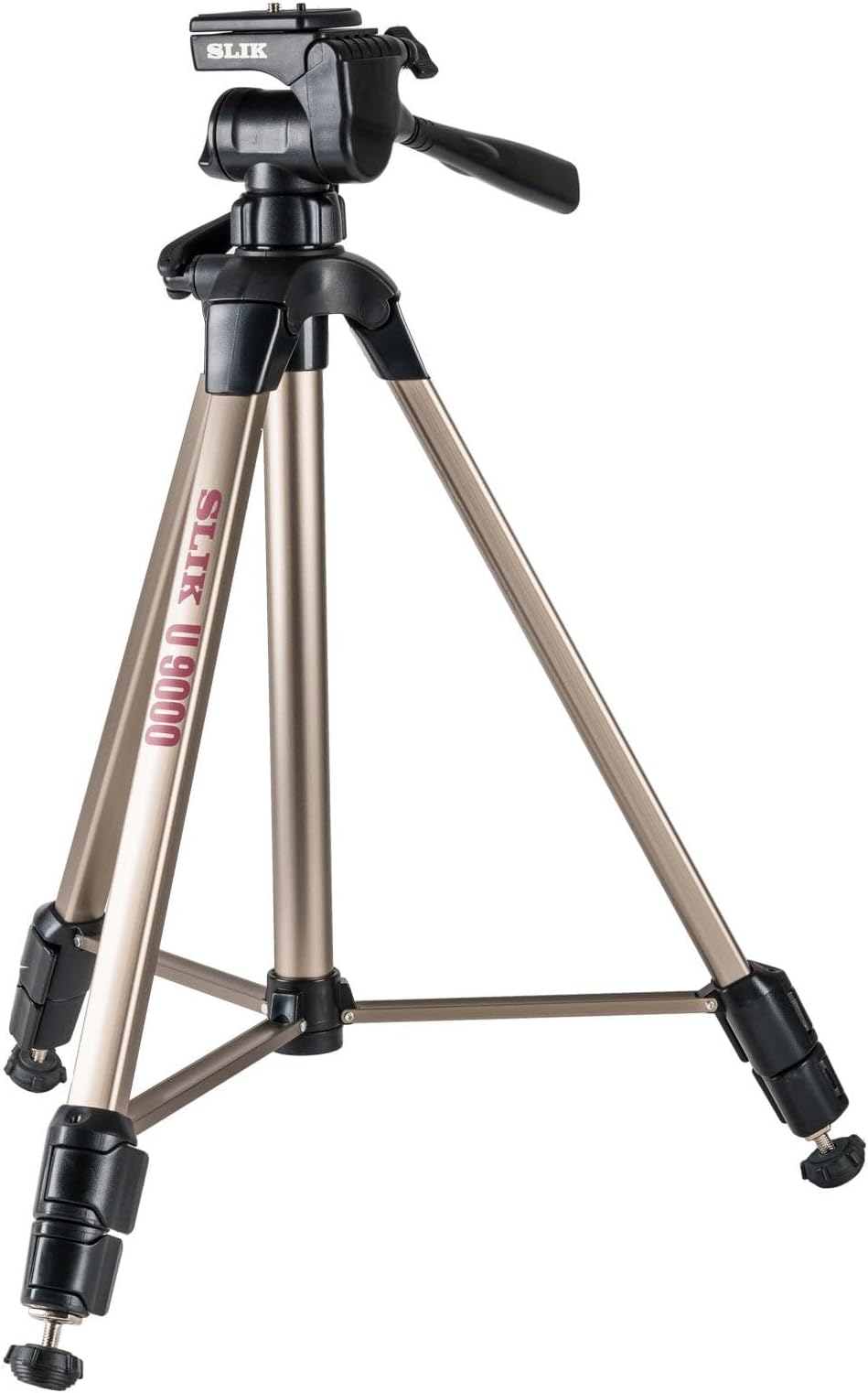 Slik U9000 Tripod with 3-Way Fluid-Effect Head and Built-In Bubble Level,Silver