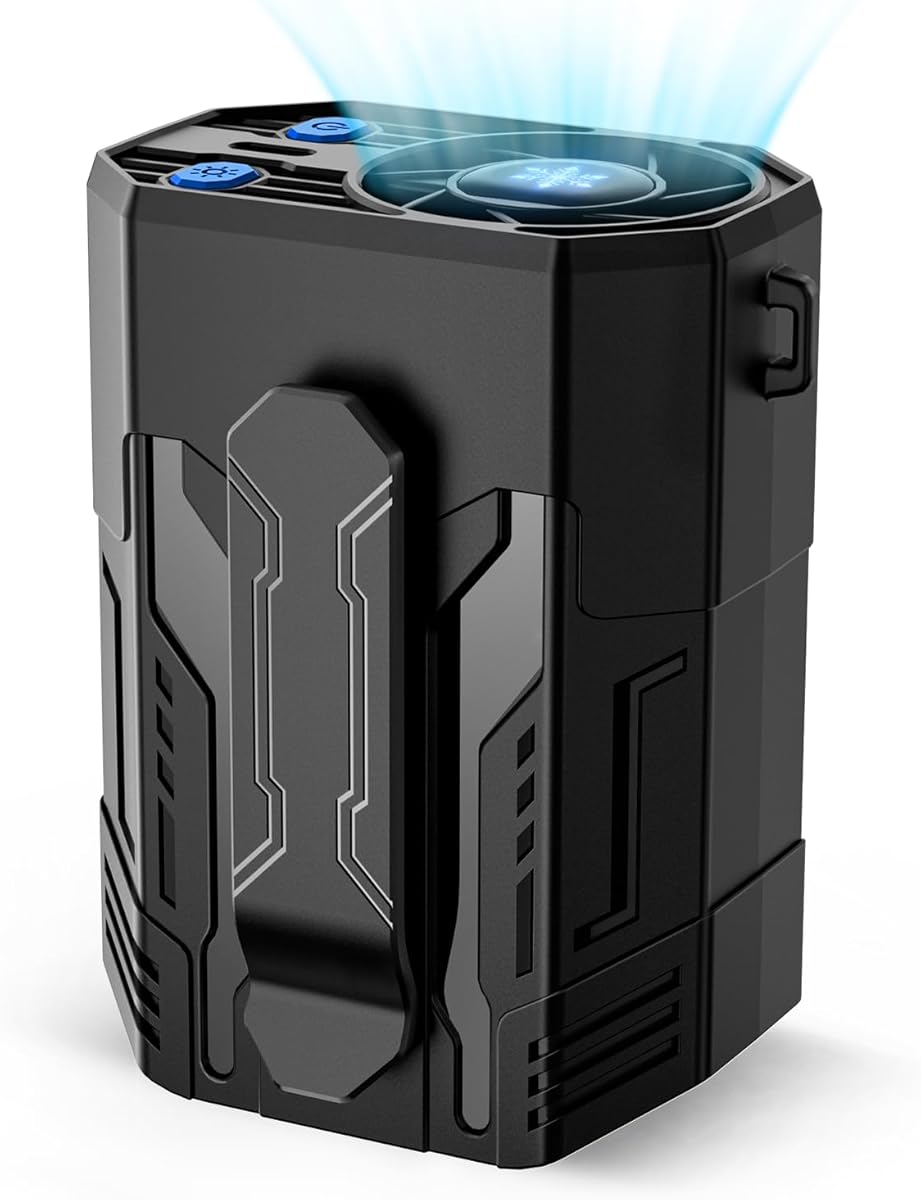 Portable Fan 4000mAh Rechargeable, 4 Speeds 13000RPM Strong Airflow, Personal Waist Fan with Max 24H Working Time, Wearable Neck Fan, Hands-Free Clip Belt fan for Camping, Outdoor, Jobsite, Traveling