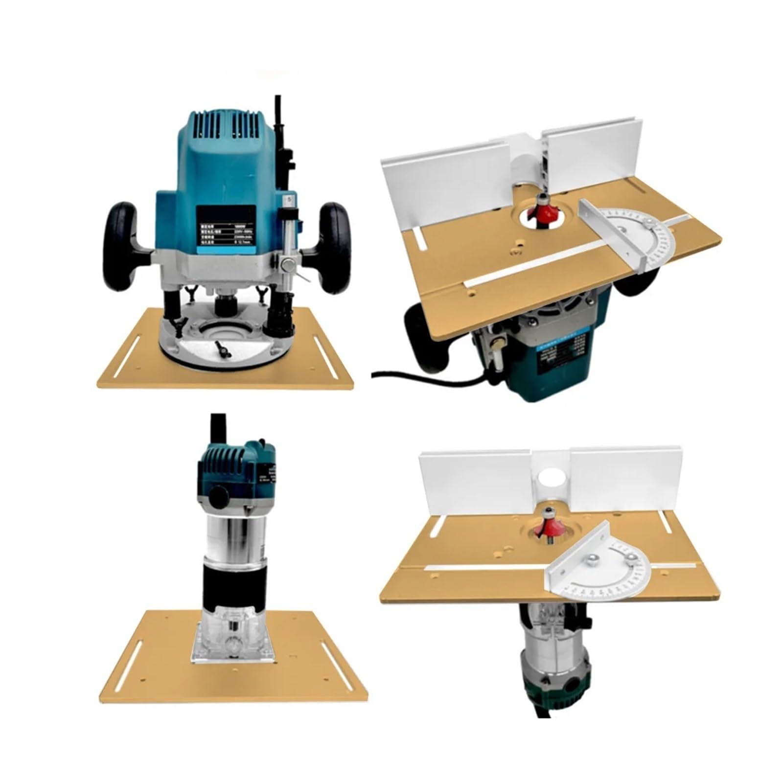 NURII Placa de inserción de Mesa de enrutador de Aluminio, Recortadora de carpintería, Placa abatible de fresado de Madera eléctrica con Calibre de inglete for Trabajo de Bricolaje