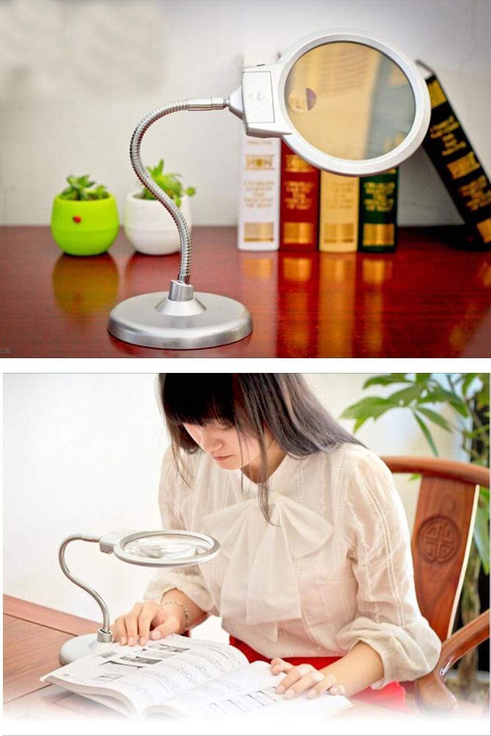 Vidrio de Escritorio de Vidrio de Escritorio con luz Led10 Veces 20 Veces Lupa para Ancianos Herramienta de Espejo ampliada Lupa para Placa de Lectura