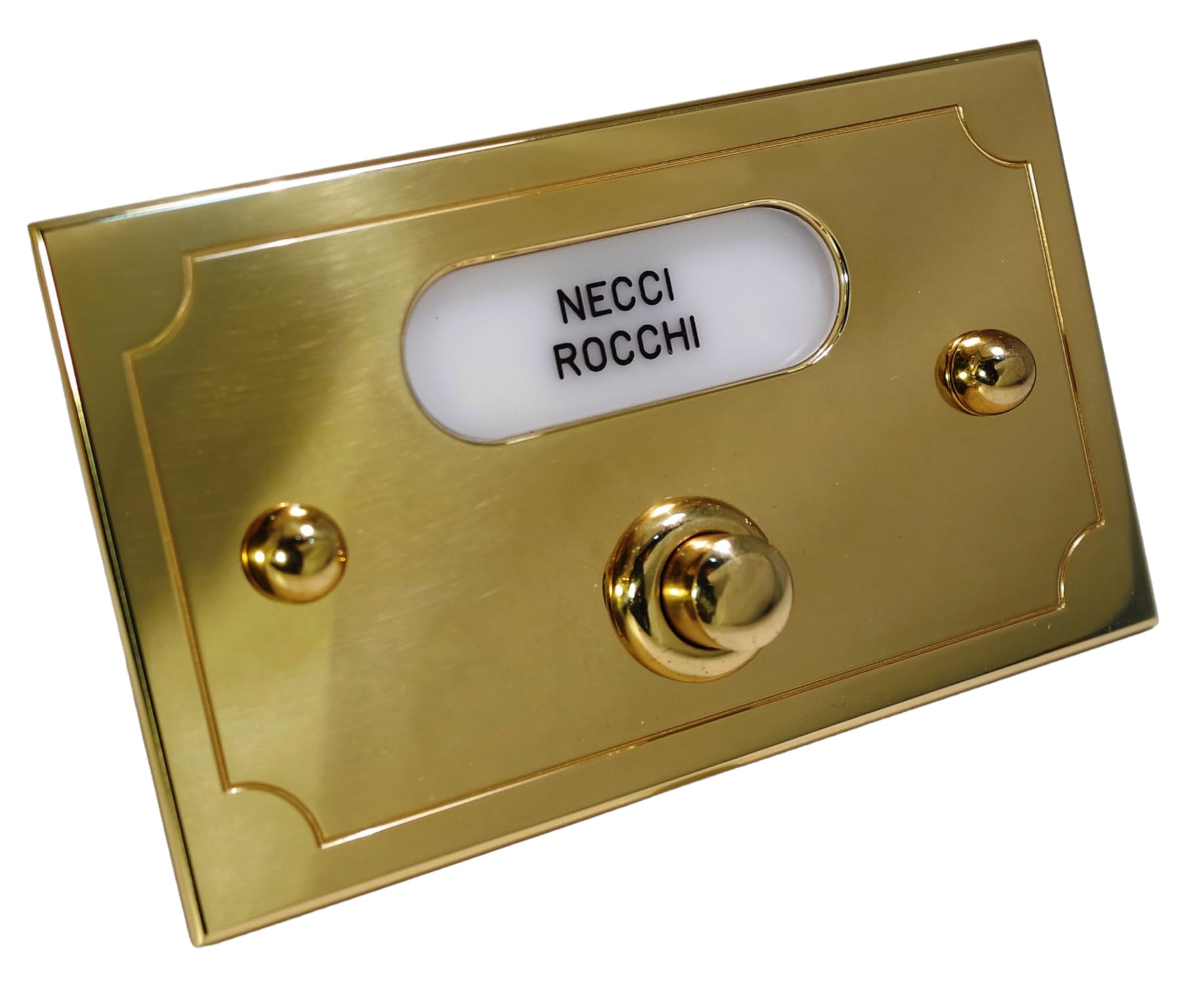 Neroni Mameli Campanello in Ottone Lucido per Esterno abitazione - Porta Ingresso Casa, con Pulsante Elettrico - Modello Ottaviano - Made in Italy