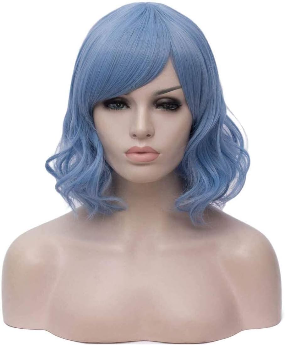 女性のコスプレパーティーのための、サイドバング付きの女性用14インチファッションショートカーリーヘアウィッグ、耐熱性合成繊維ウィッグ