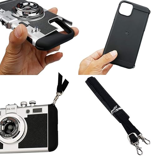 Miniatura 7 de Camera Emily - Carcasa para iPhone 11, Awsaccy 3D, diseño de cámara lindo y único PC + funda de silicona con cuerda de correa larga