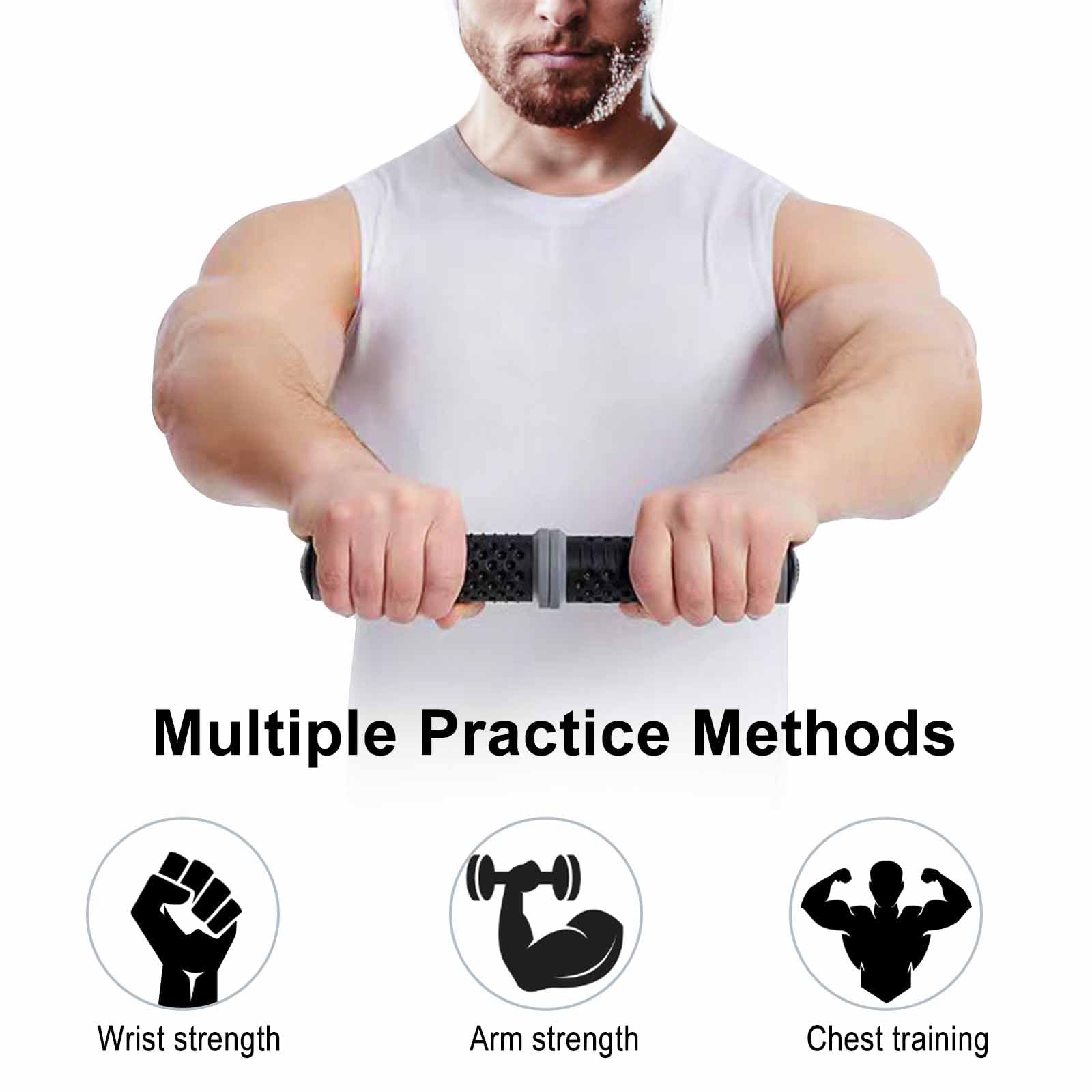 Twist Grip for Resistance Bar: Resistance Bar for Physical Therapy - Twist Grip Strength Trainer Hand Exerciser Bars Arm Wrist & Elbow Strengthener(Grey-132lb)