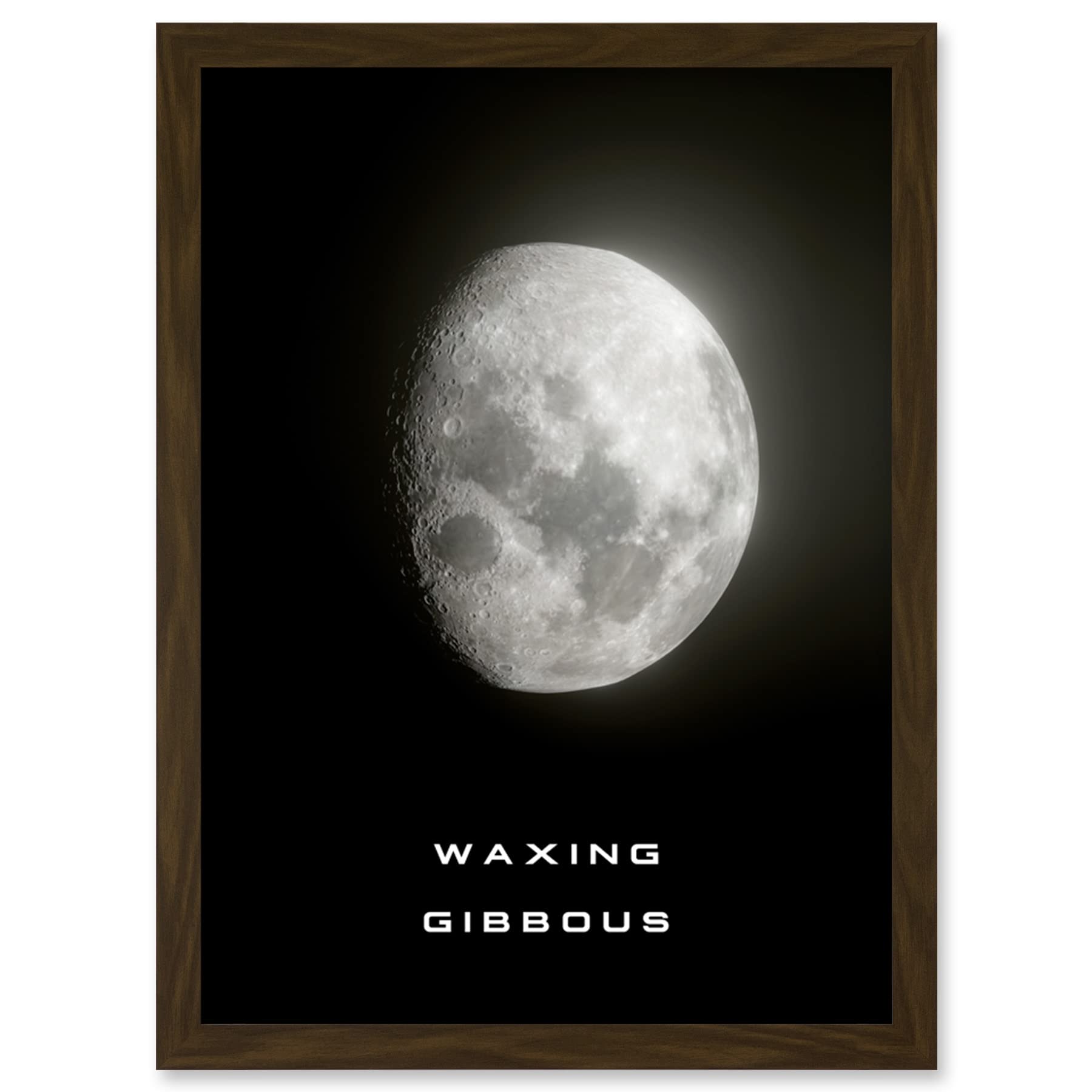 Phases of the Moon Astronomy Waxing Gibbous Lunar Space Poster Framed Art A4