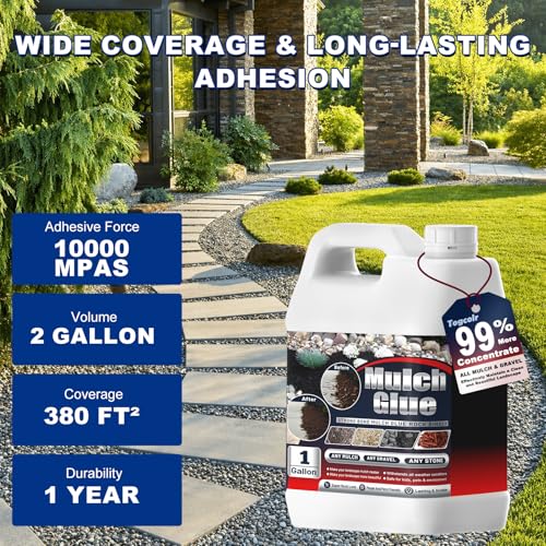 Mulch Glue, Rock Glue for Landscaping, 2 Gallon Gravel Glue Strong Adhesion of Pea Stabilizer Landscape Adhesive for Courtyard, Garden, Edging for Landscaping, Fast Dry & Safe for Plants Pets — view 2