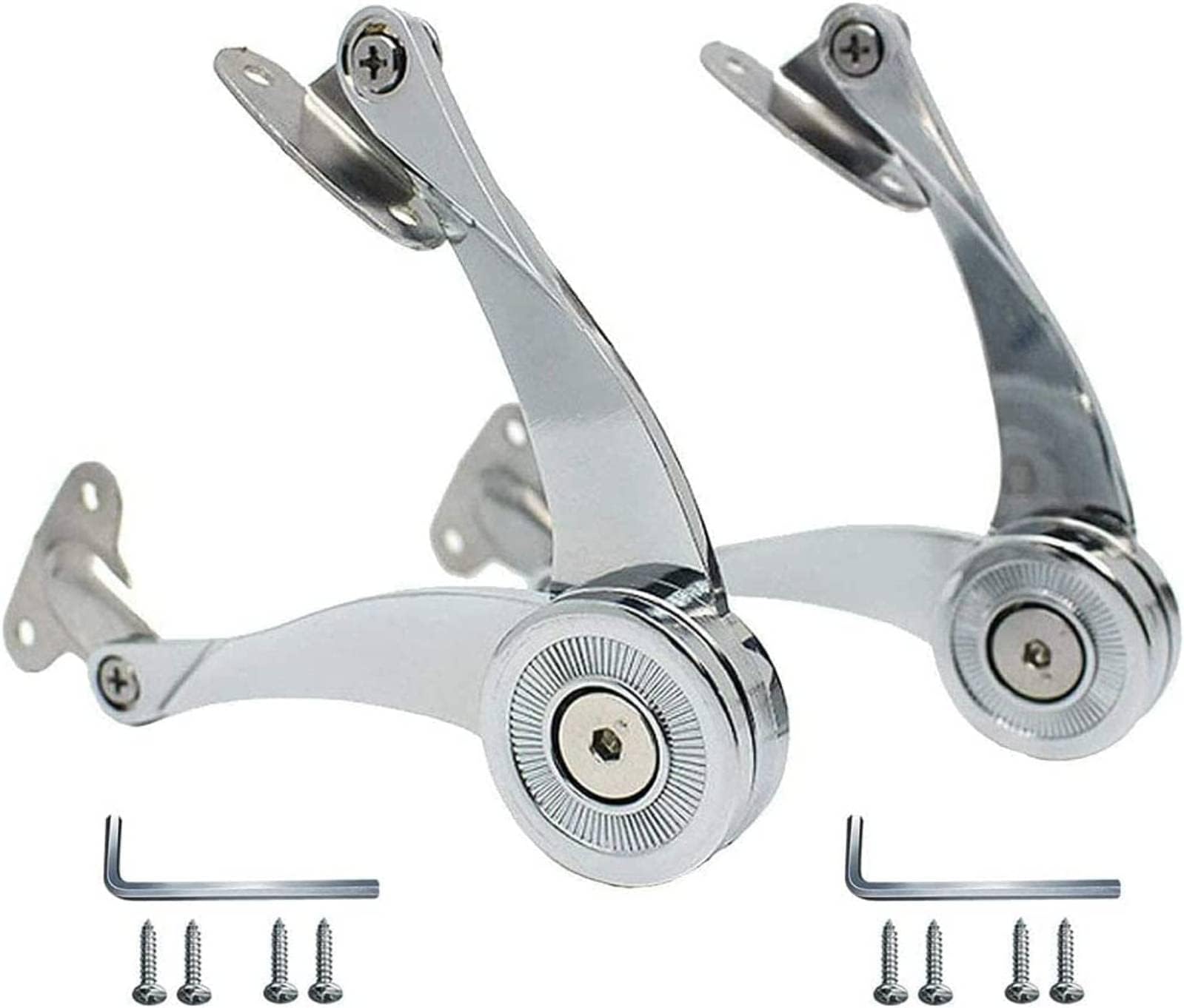 Folding Lid Support Hinges, Furniture Lift Up Flap Stay Support Hardware, Kitchen Cabinet Door Adjustable Hinge,Folding Lid Support Hinge,Perfect for Cabinet,Closet,Wardrobe or Toybox (2 Pieces)