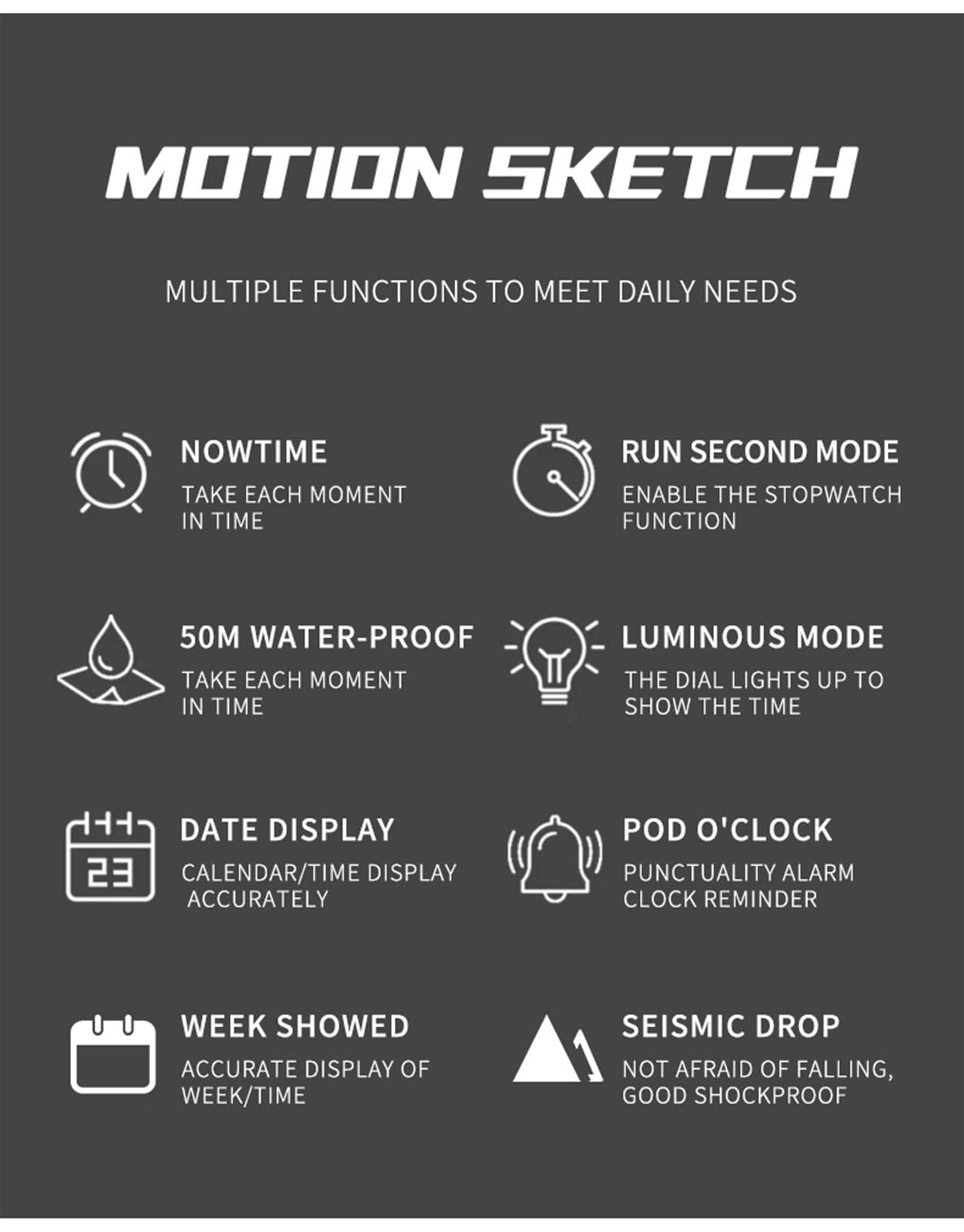 Montre Sport Homme Digitale Etanche 5 Bar avec Chronographe Alarme LED Eclairage Date-Montres avec Bracelet en Silicone