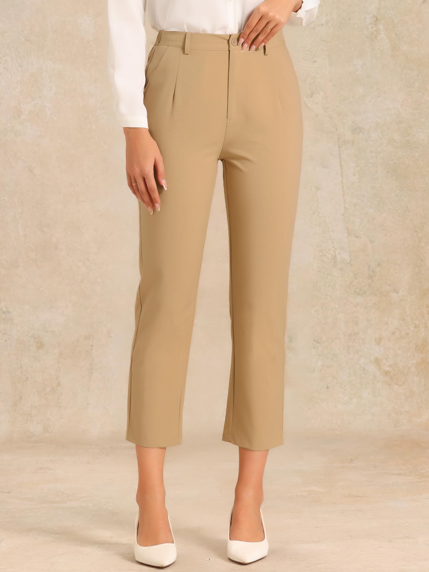 Womens Work Dress Pants High Waisted Office Ankle Pants — view 3