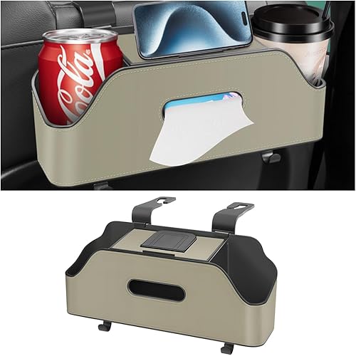 Miniatura 8 de zipelo Organizador de Apoyo de Cabeza y Asiento Trasero con Portavasos, Caja de Almacenamiento Colgante Multifuncional con Ganchos, Bandeja para